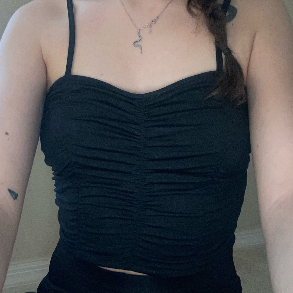Black cute river island crop top